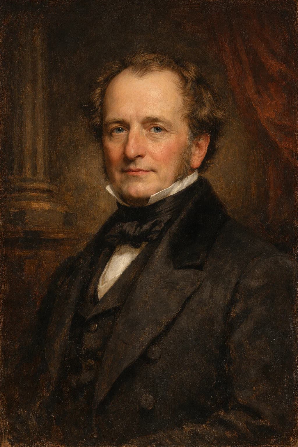 AI-generated portrait of Lord John Russell in formal Victorian attire