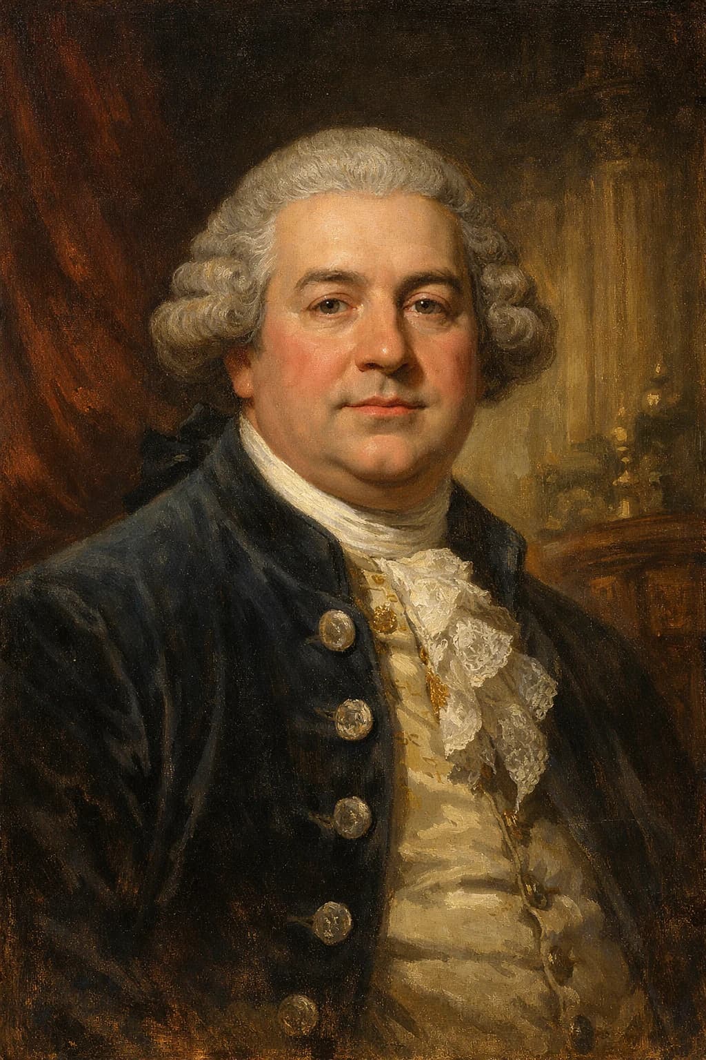 AI-generated portrait of Lord North in formal Georgian attire