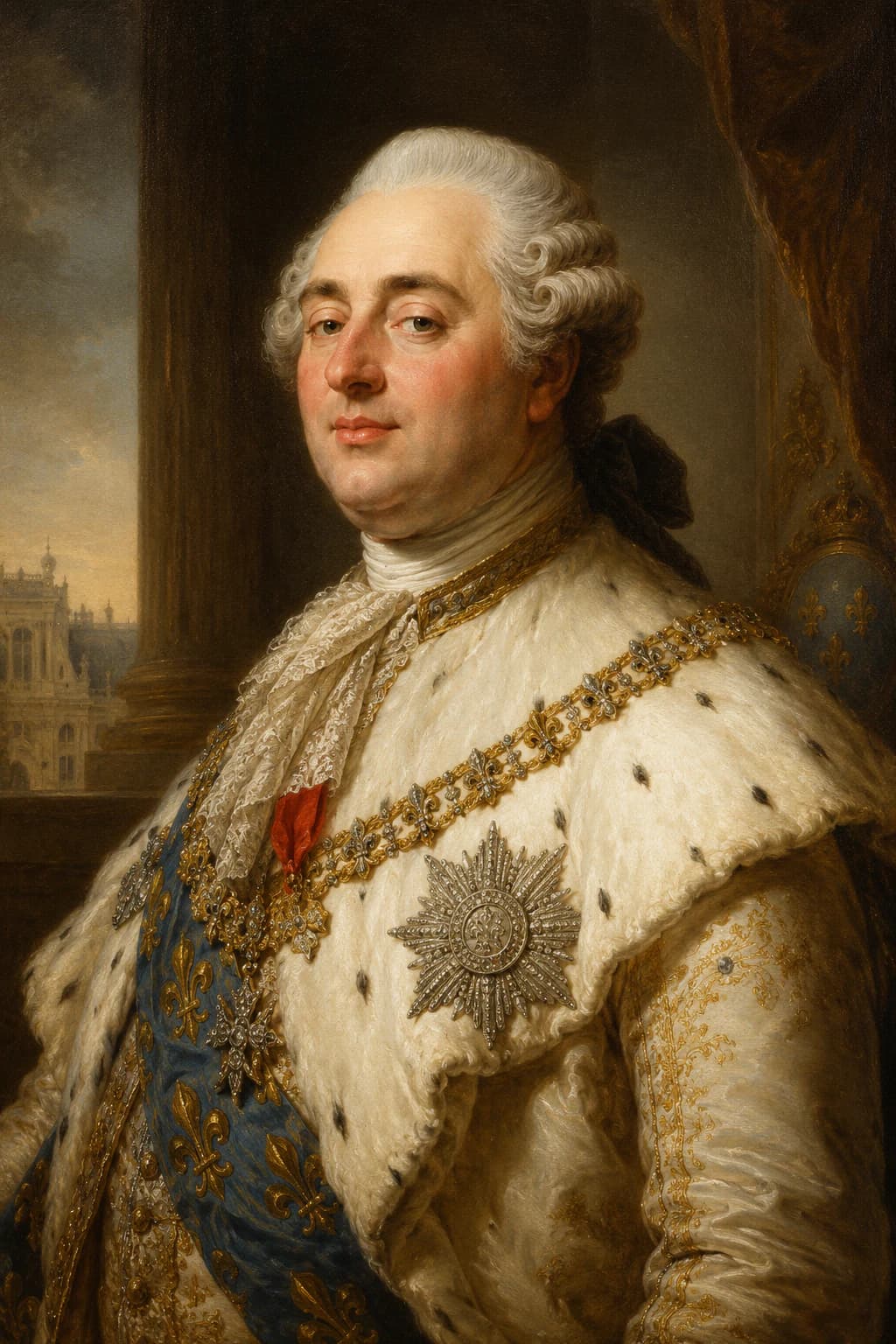 AI-generated portrait of Louis XVI in French royal dress