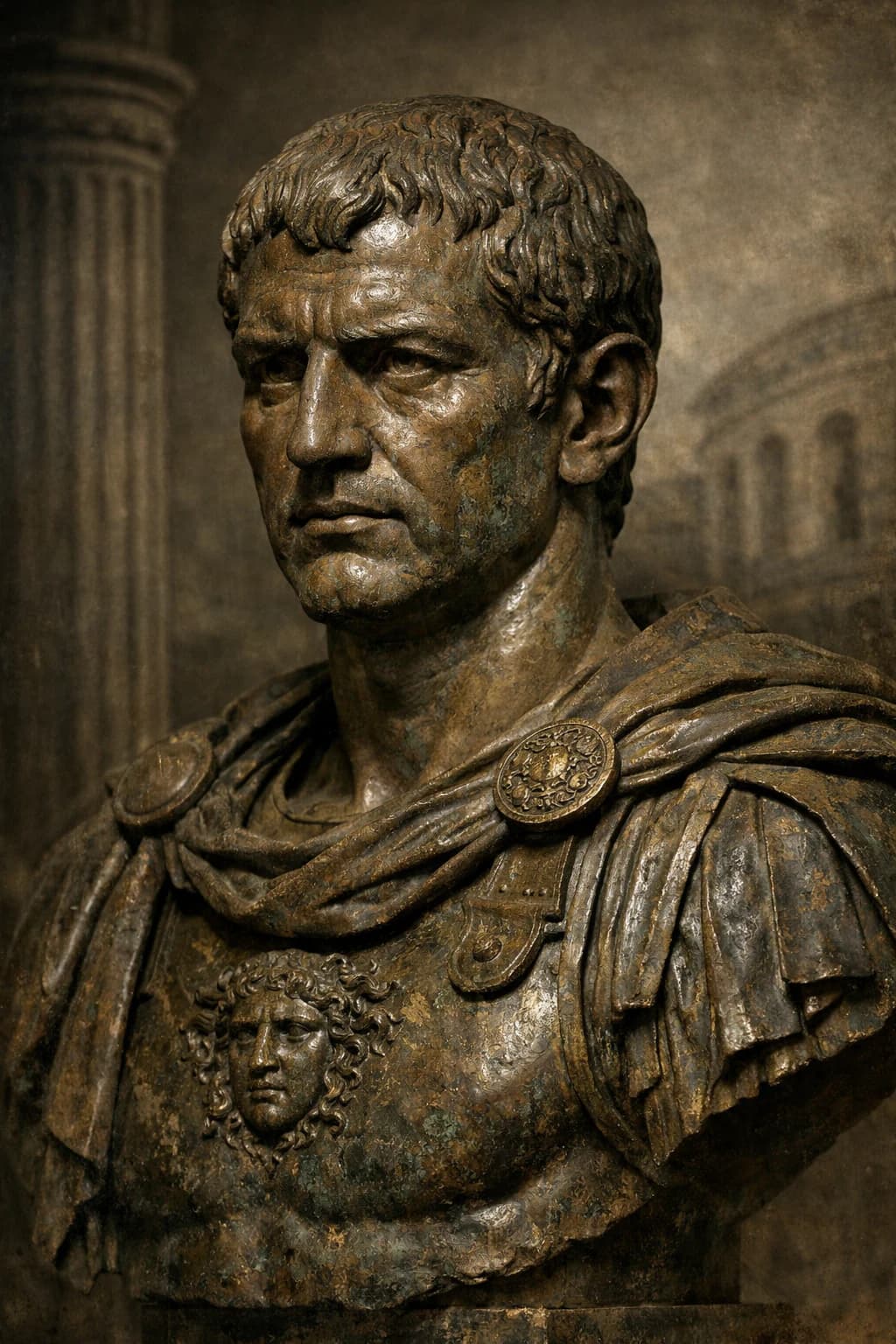 AI-generated portrait of Marcus Livius Drusus in Roman senatorial attire