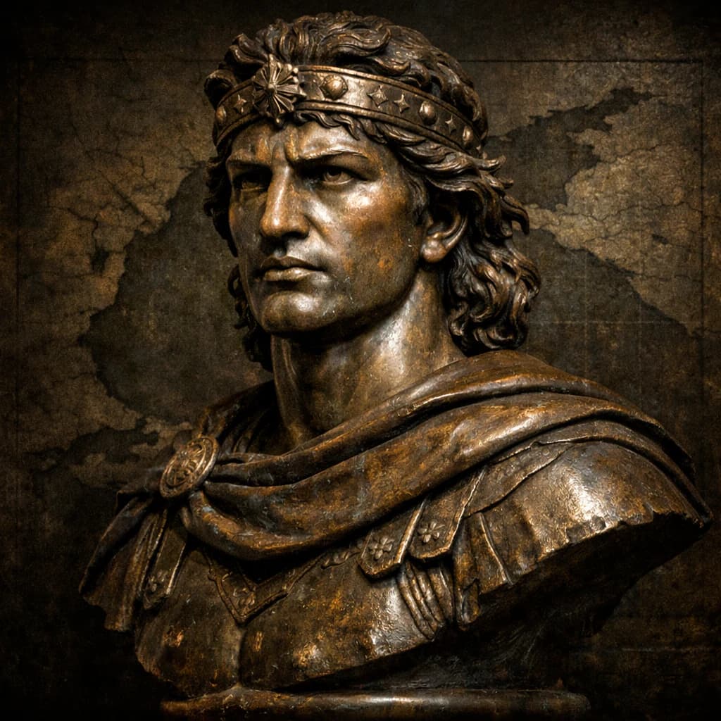 AI-generated portrait of Mithridates VI in Pontic royal attire