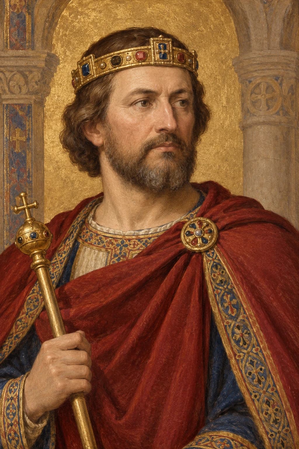 AI-generated portrait of Otto I in period clothing; an illustrative historical reconstruction, not a documentary likeness