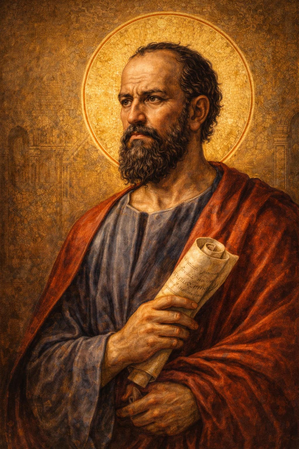 AI-generated portrait of Paul the Apostle in early Christian attire