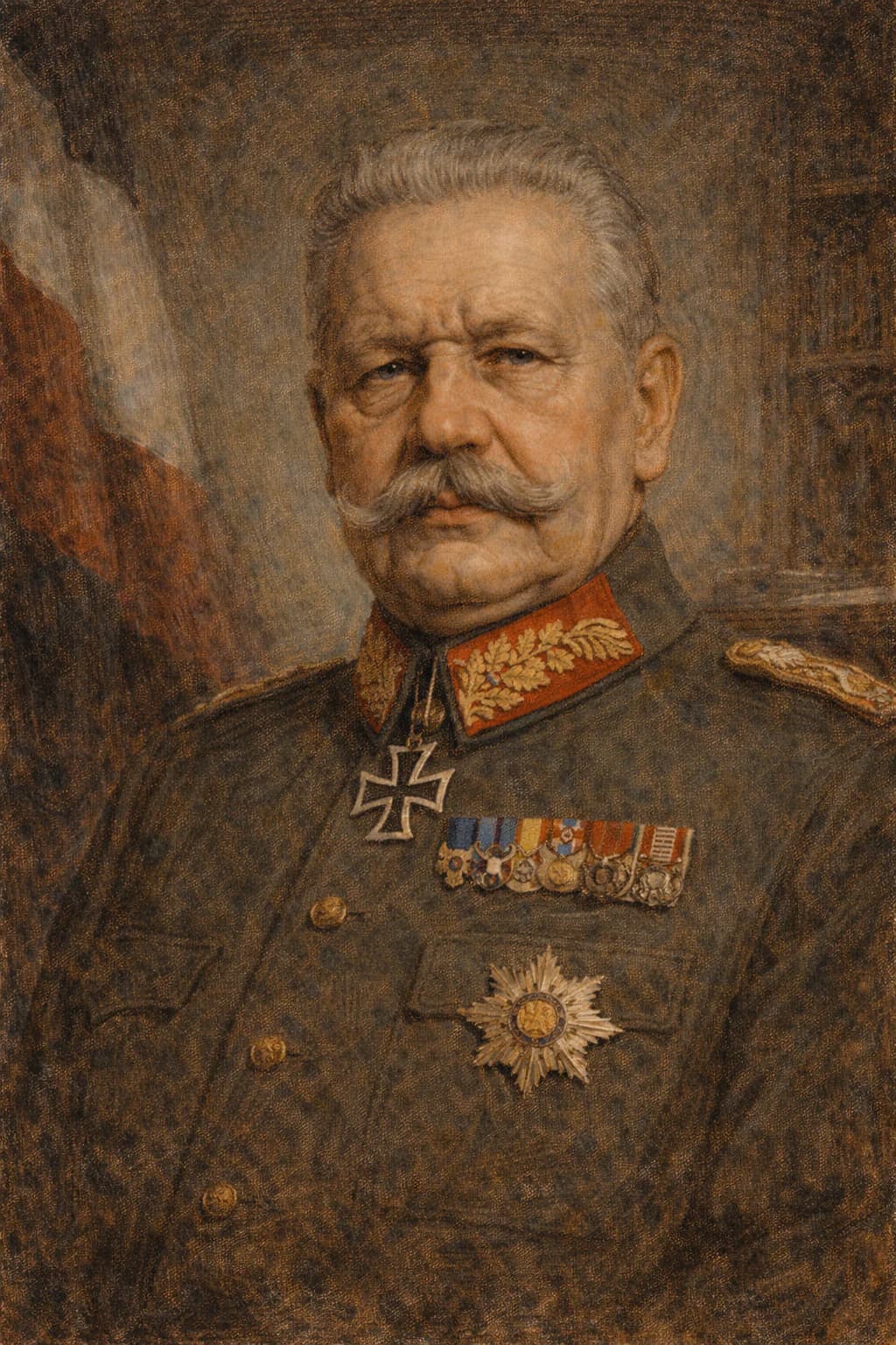 AI-generated portrait of Paul von Hindenburg in German military uniform