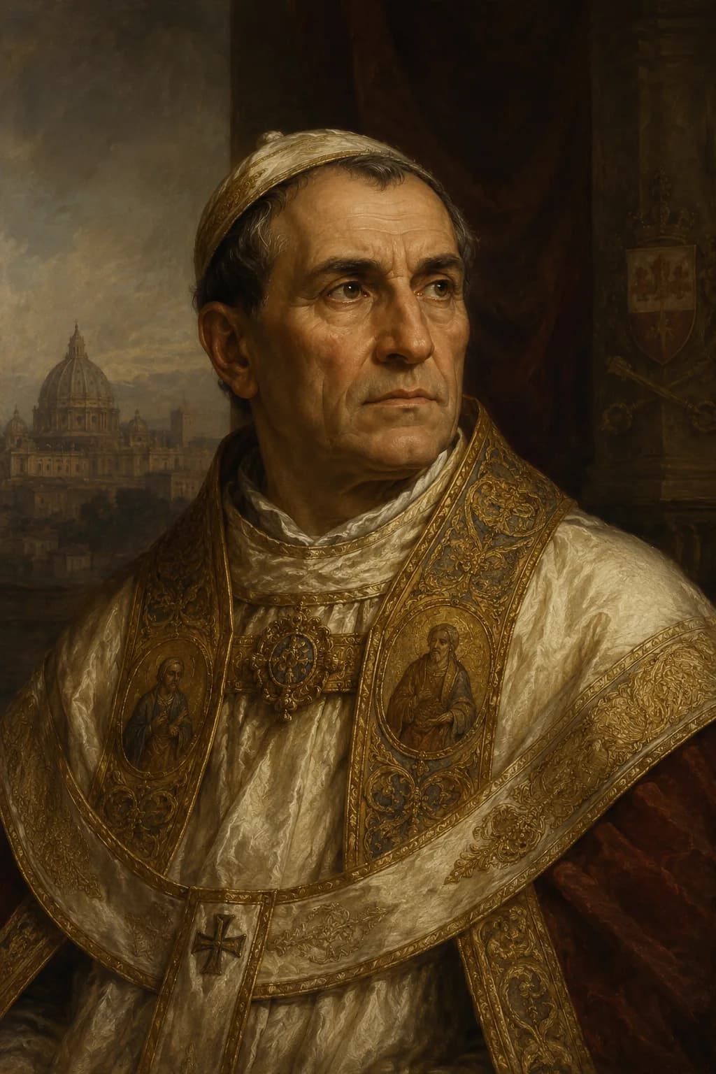 AI-generated portrait of Pope Leo I in papal vestments