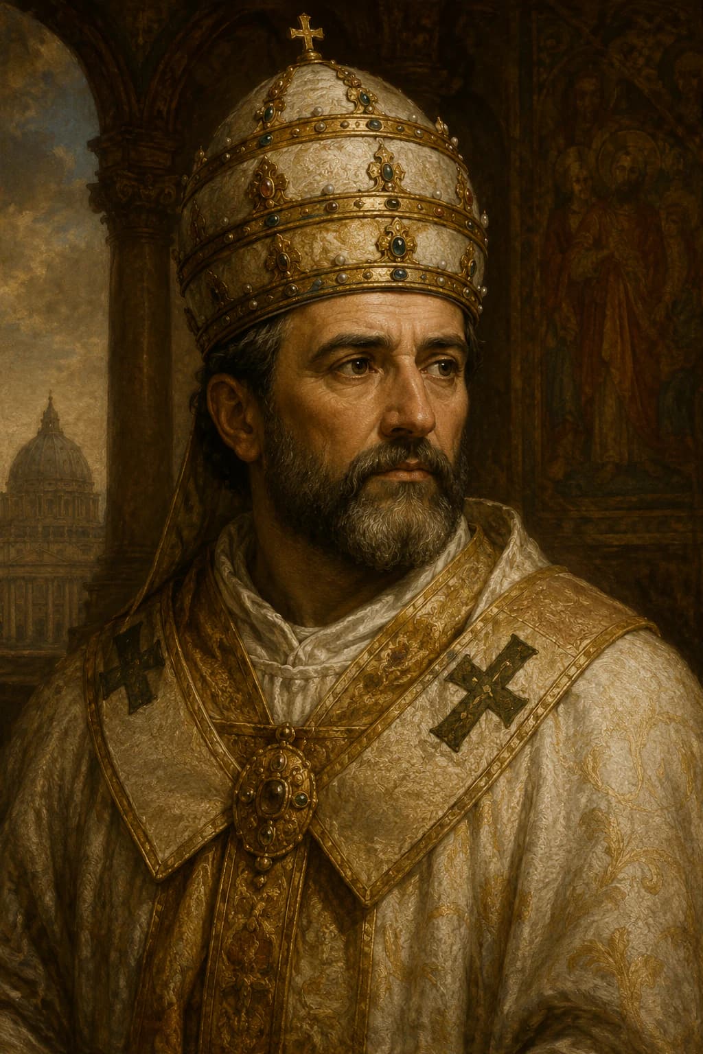Portrait of Pope Leo III in papal vestments