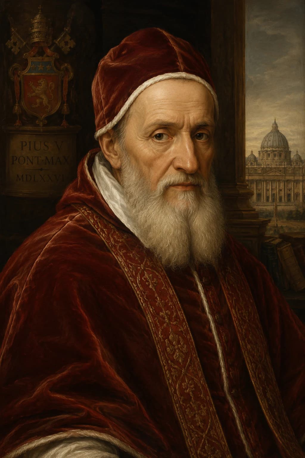 AI-generated portrait of Pope Pius V in papal robes