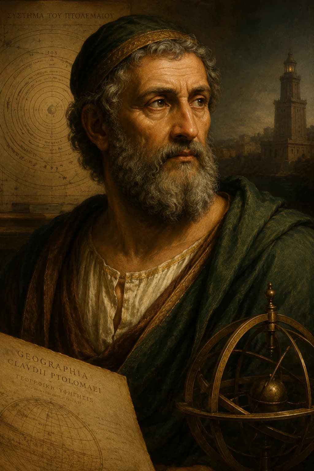 AI-generated portrait of Ptolemy I Soter in Hellenistic dress