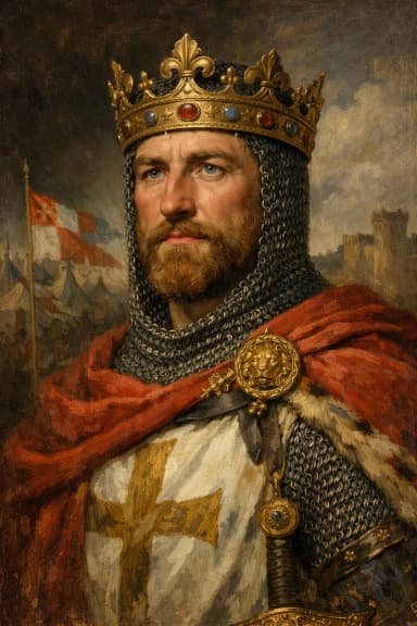 AI-generated portrait of Richard I in medieval crusader armour
