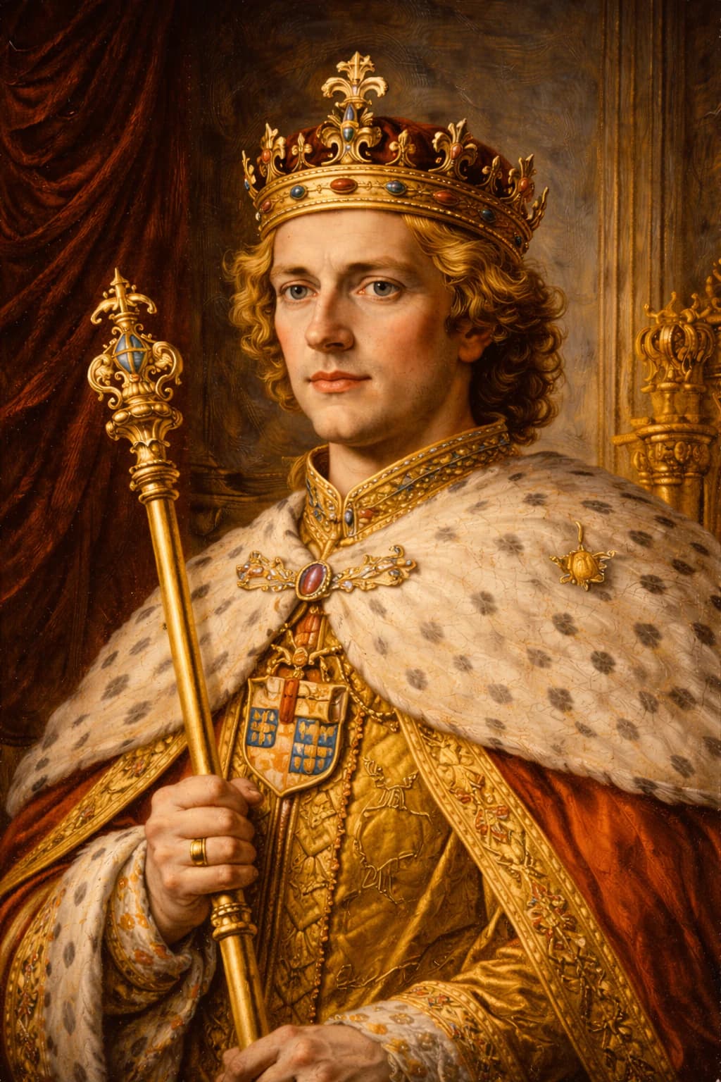 AI-generated portrait of Richard II in medieval royal attire