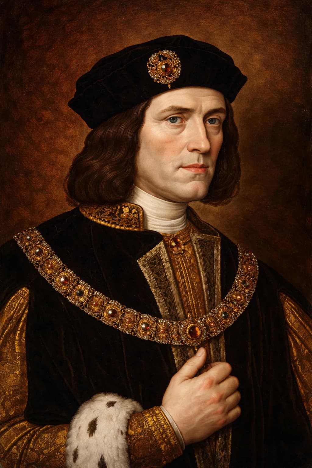 AI-generated portrait of Richard III in late medieval royal attire