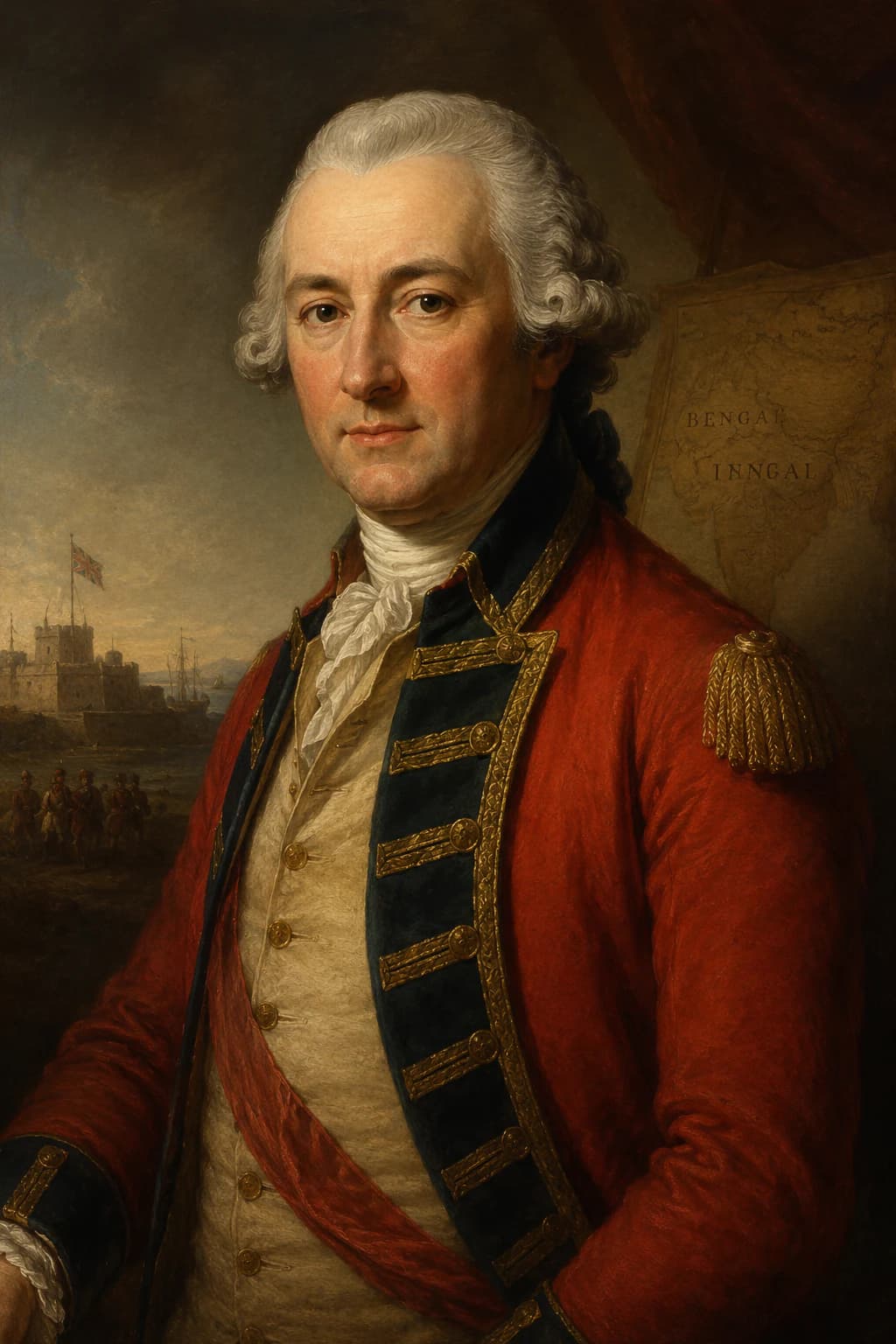 Portrait of Robert Clive in eighteenth-century British military dress