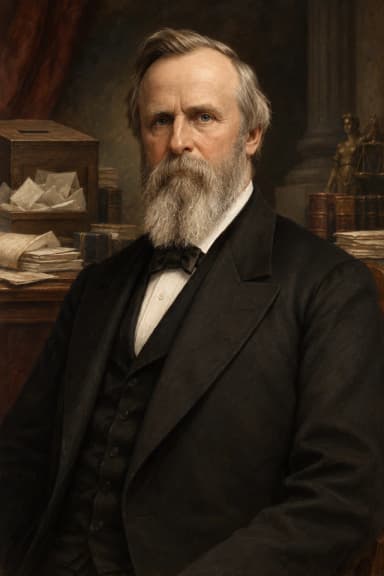 AI-generated portrait of Rutherford B. Hayes in formal presidential attire