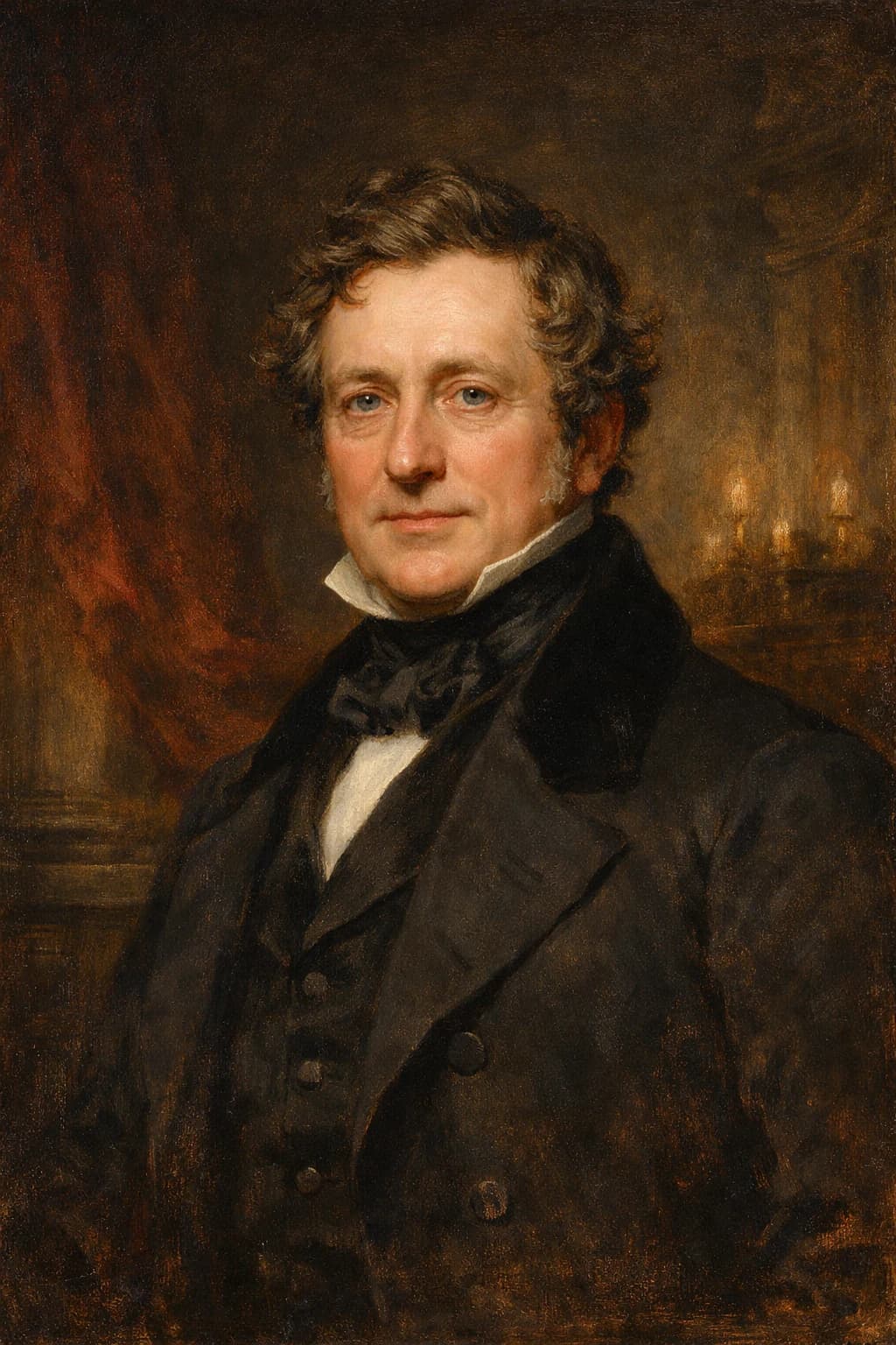 AI-generated portrait of Sir Robert Peel in formal Victorian attire