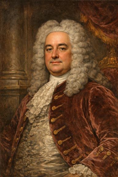 AI-generated portrait of Sir Robert Walpole in formal Georgian attire