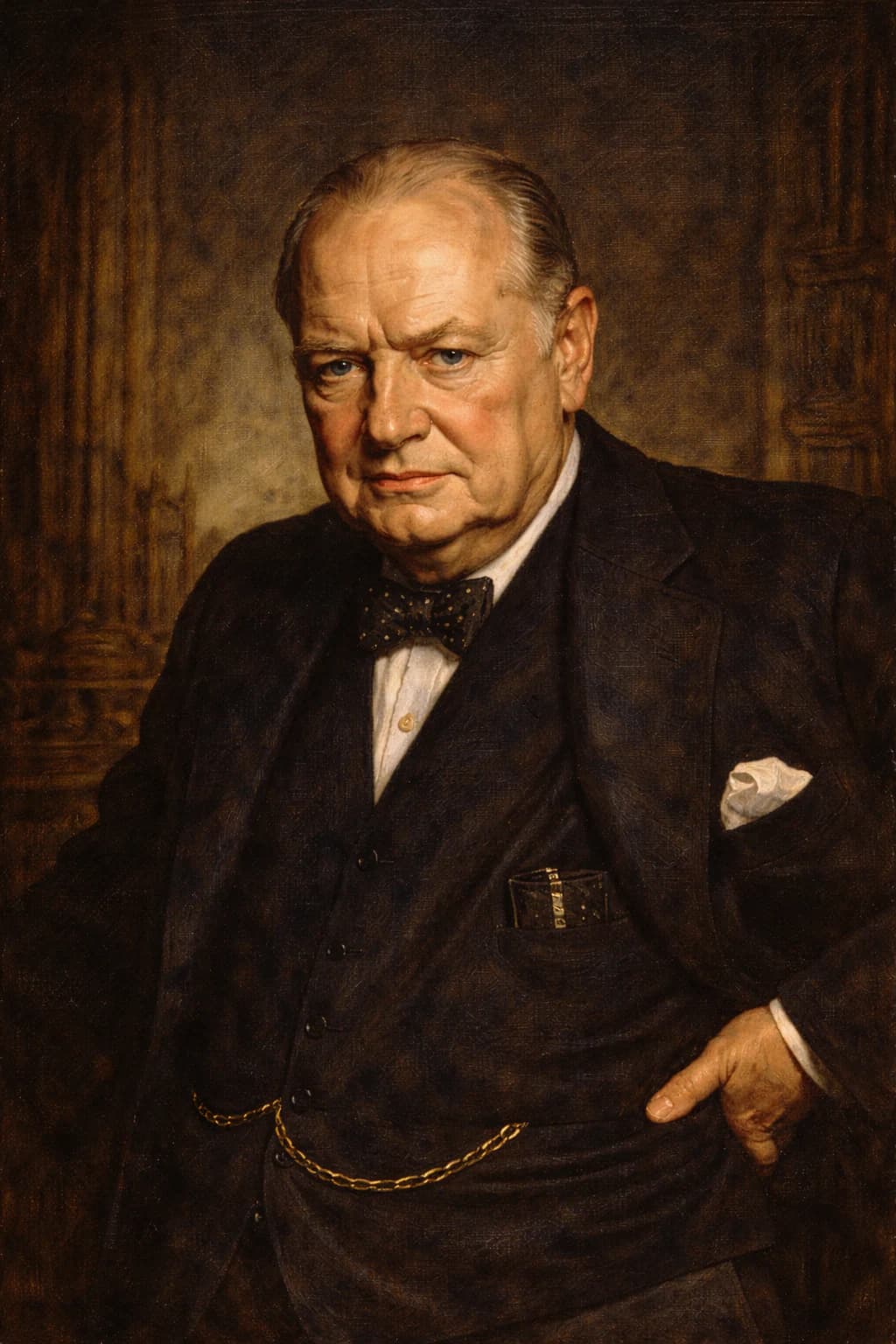 Portrait of Sir Winston Churchill in formal wartime attire