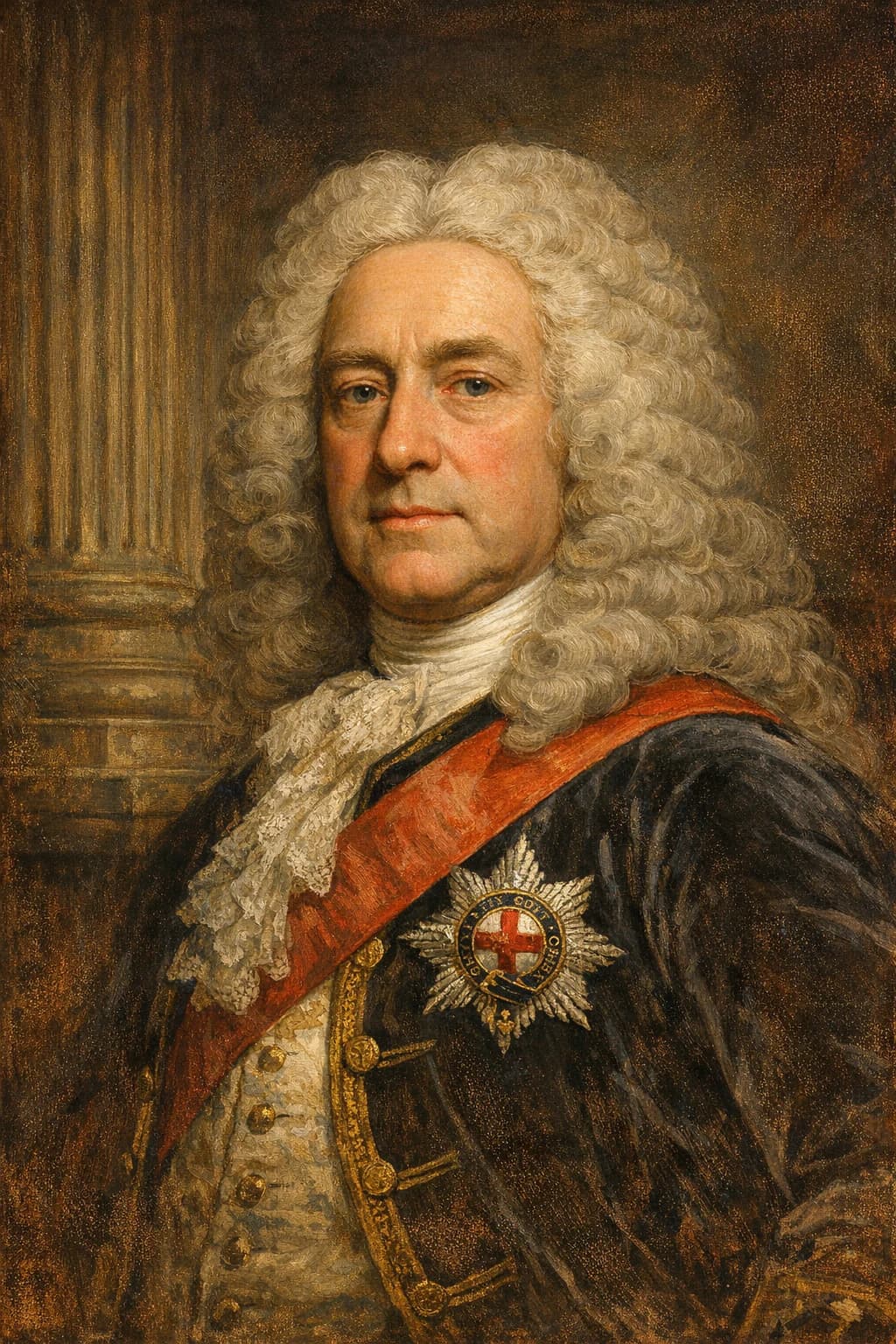 AI-generated portrait of Spencer Compton in formal Georgian attire