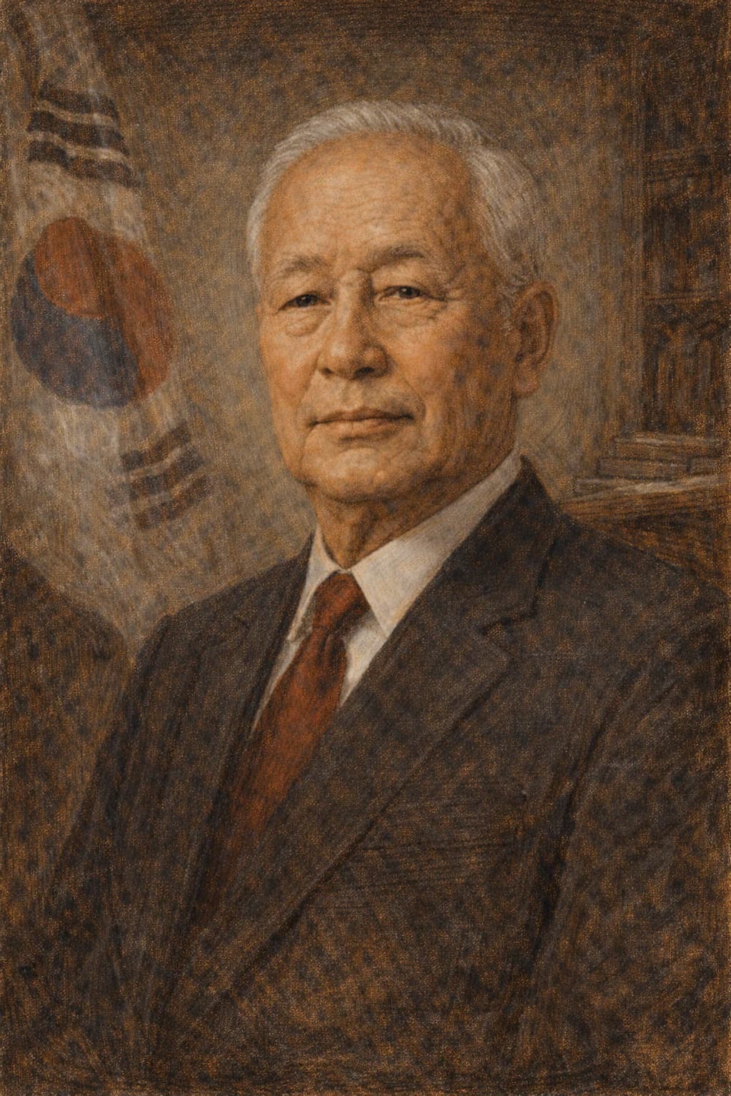 Portrait of Syngman Rhee in formal attire