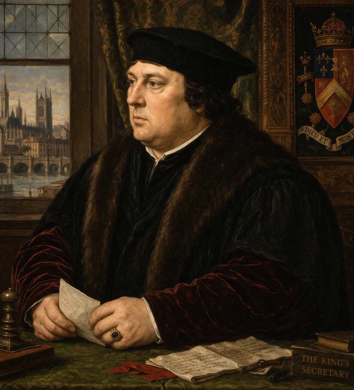 Portrait of Thomas Cromwell in formal Tudor attire