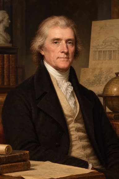 AI-generated portrait of Thomas Jefferson in formal presidential attire