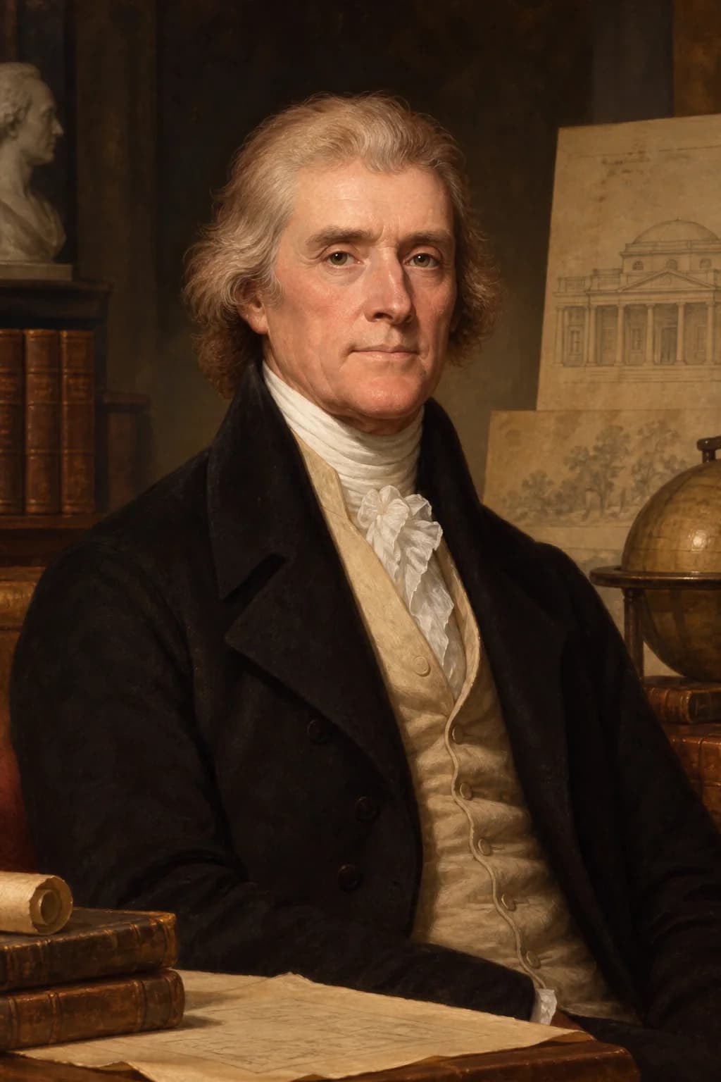 AI-generated portrait of Thomas Jefferson in formal presidential attire