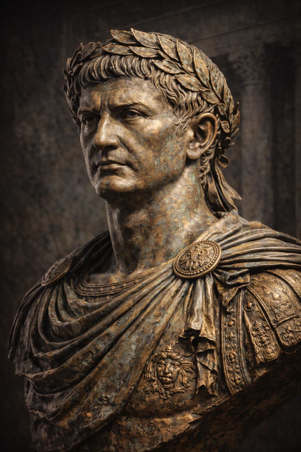 AI-generated portrait of Trajan in Roman imperial armour