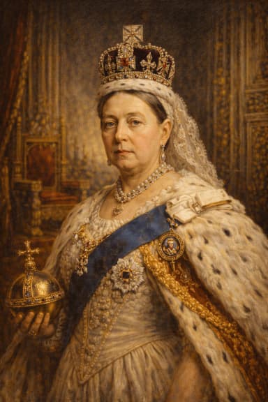 AI-generated portrait of Queen Victoria in formal royal attire