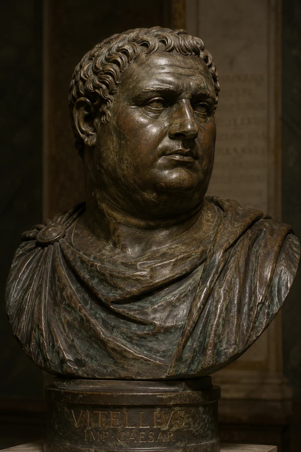 Portrait of Vitellius in Roman imperial military attire
