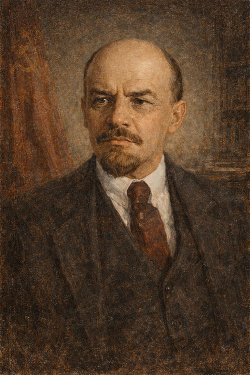 AI-generated portrait of Vladimir Lenin in revolutionary attire