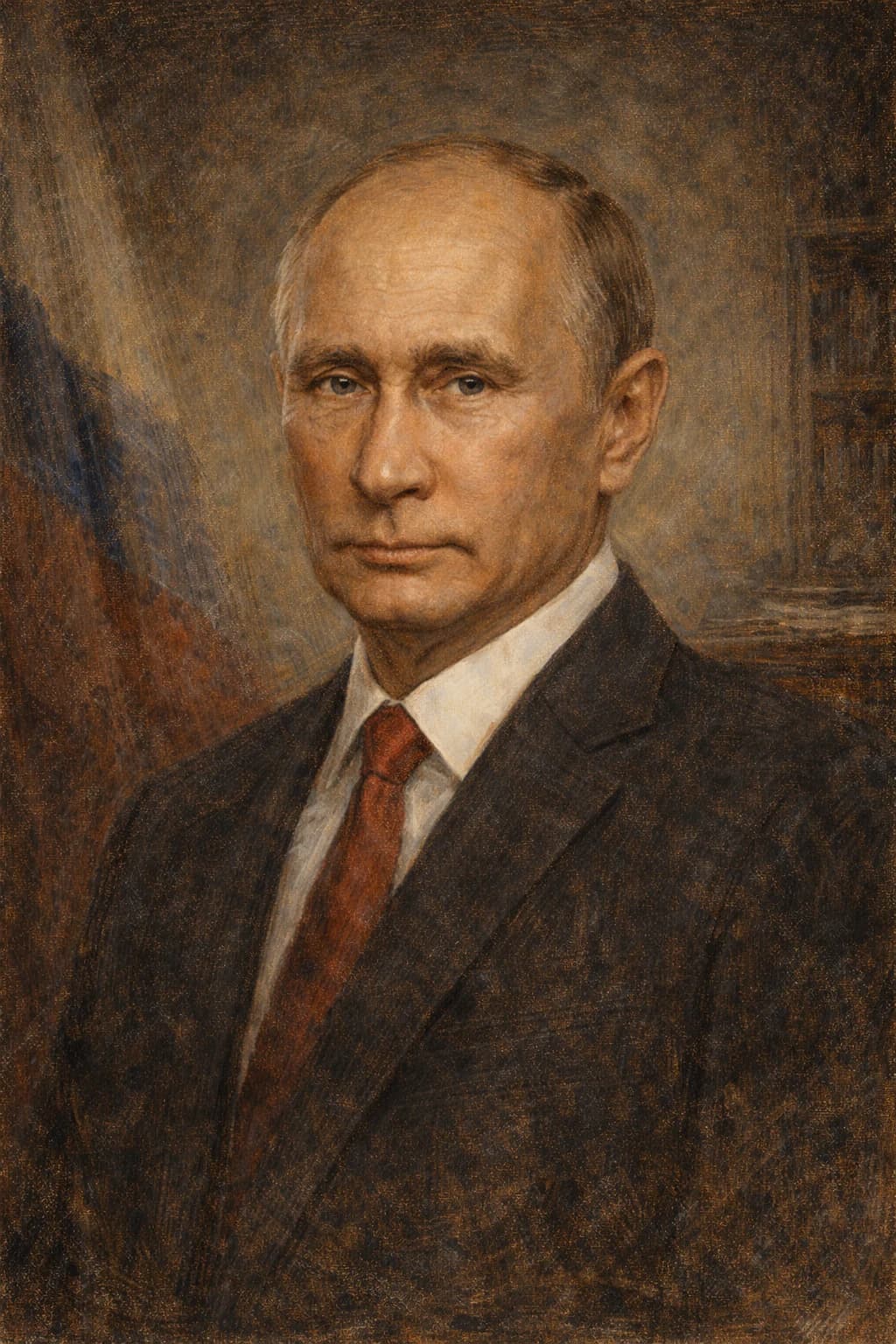 Portrait of Vladimir Putin in formal attire