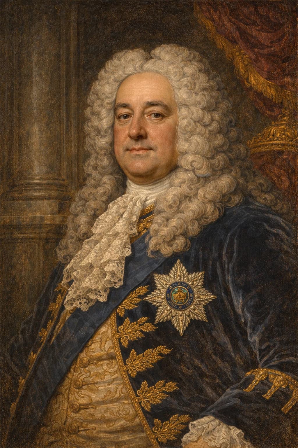 AI-generated portrait of the Duke of Devonshire in formal Georgian attire