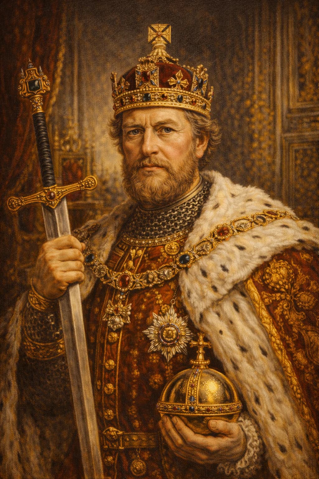 AI-generated portrait of William I in Norman royal armour