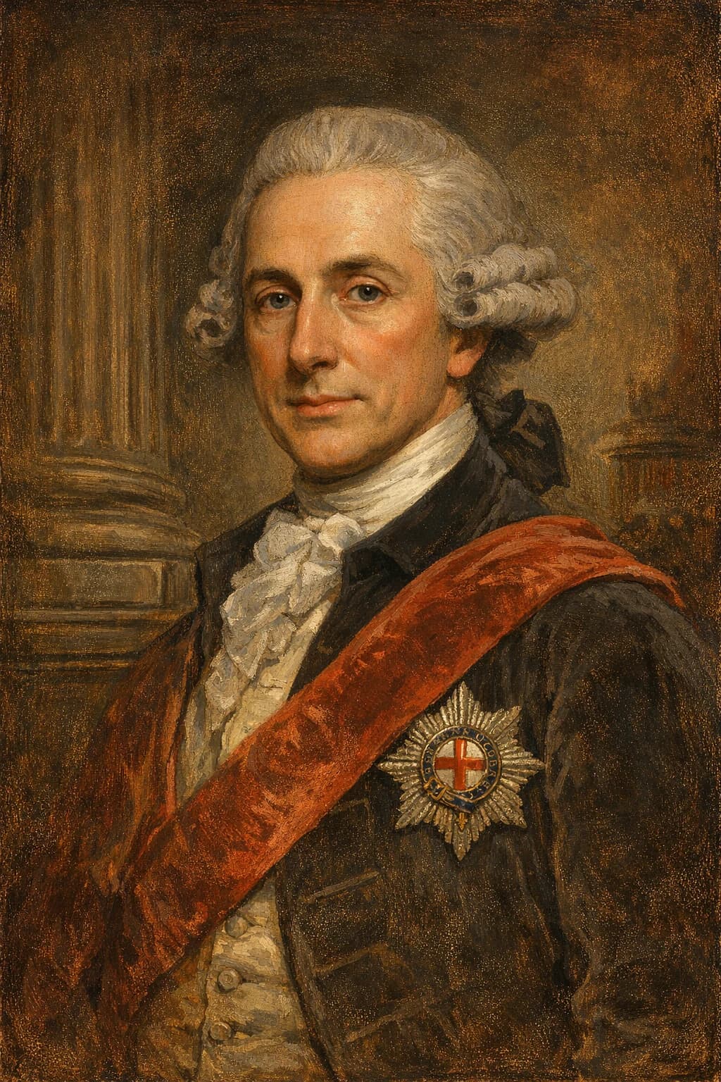 AI-generated portrait of the Earl of Shelburne in formal Georgian attire