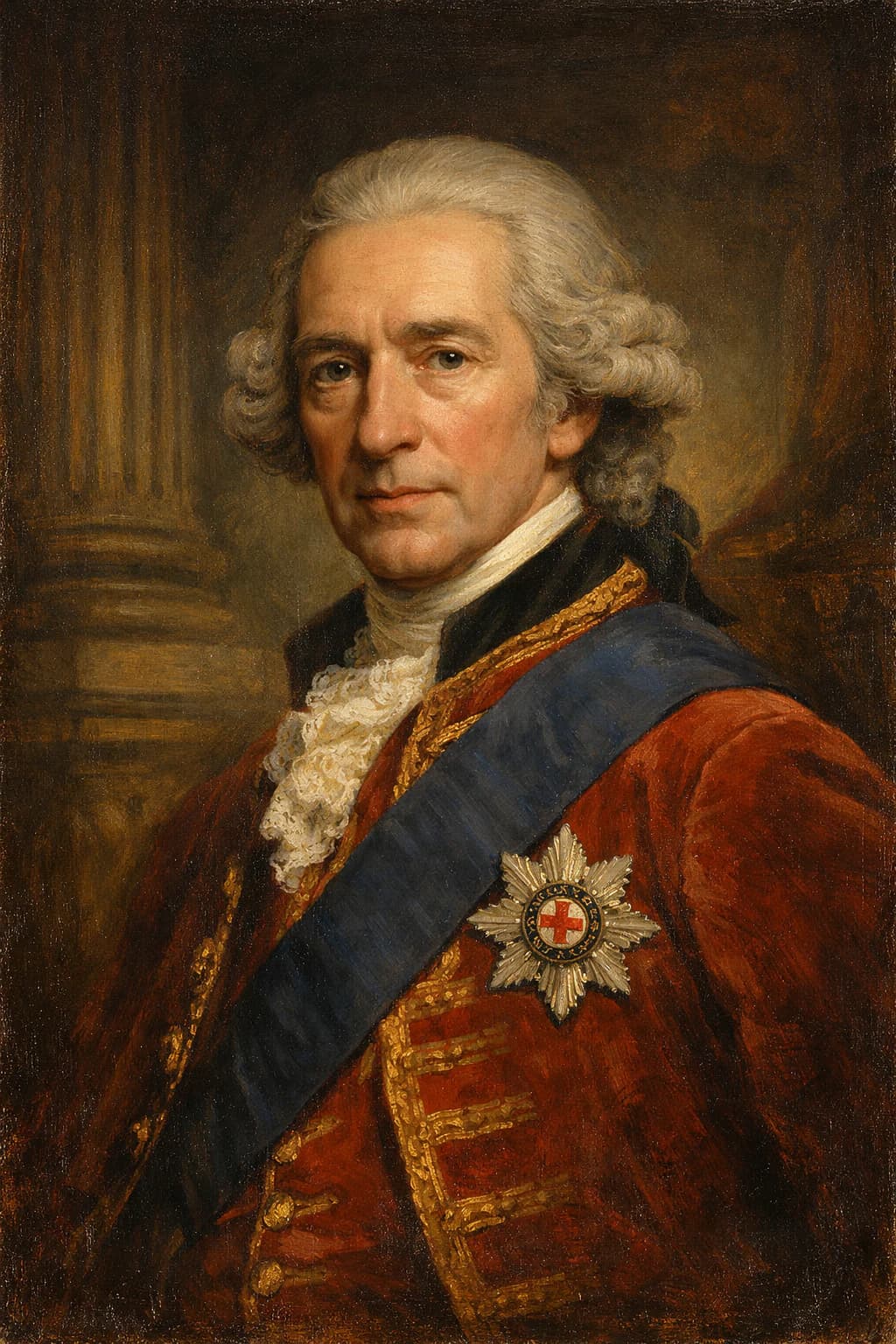 AI-generated portrait of William Pitt the Elder in formal Georgian attire