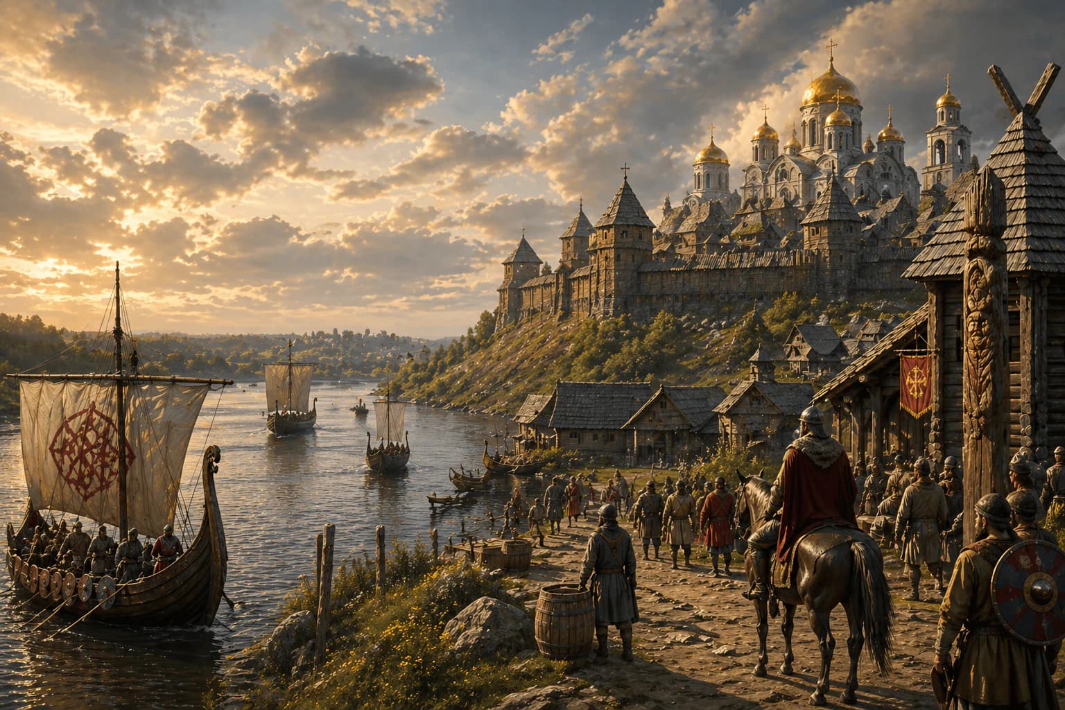 River traders, wooden strongholds and domed churches in the medieval world of Kievan Rus.