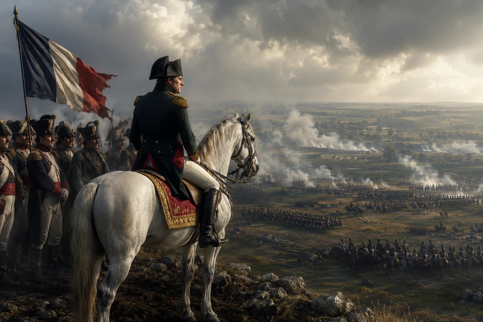 Napoleonic armies crossing Europe between revolution and empire.