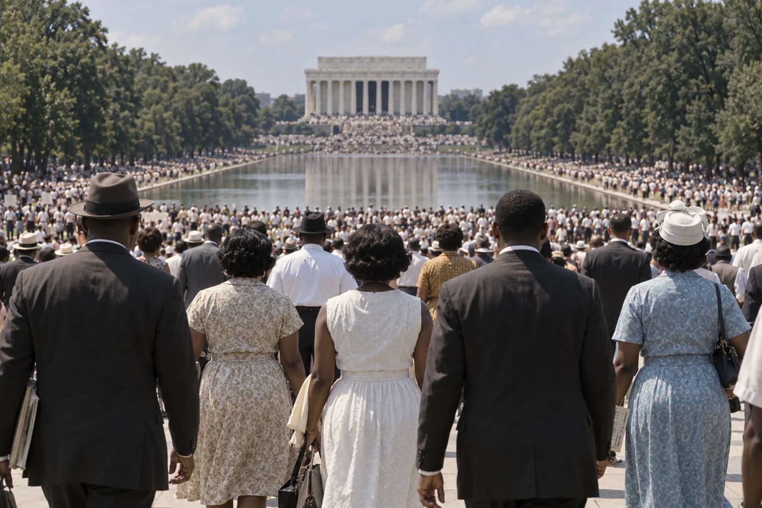 AI-generated reconstruction of ordinary participants at the March on Washington for Jobs and Freedom in August 1963.