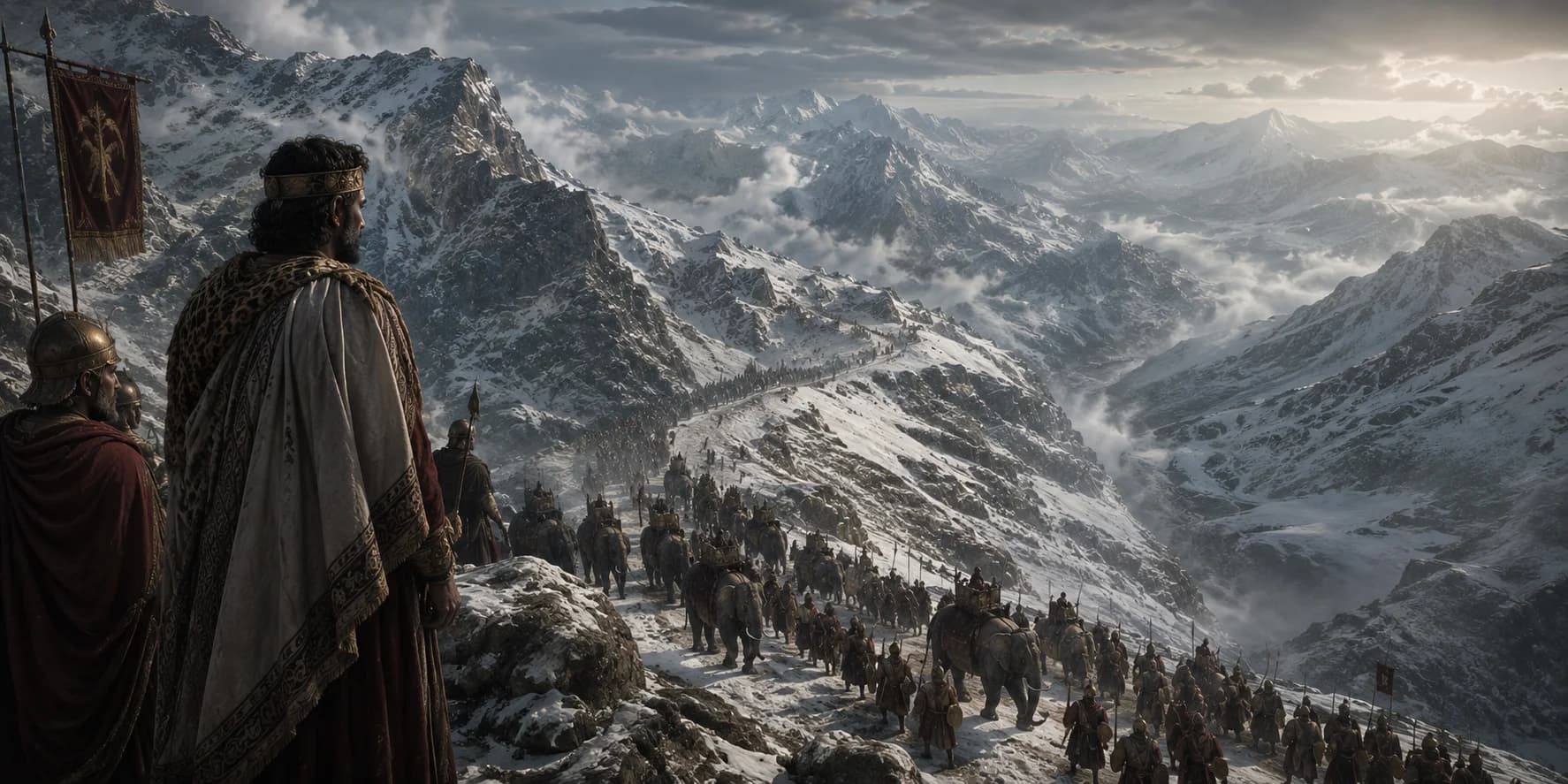 Roman and Carthaginian forces facing one another across the Mediterranean during the Punic Wars.