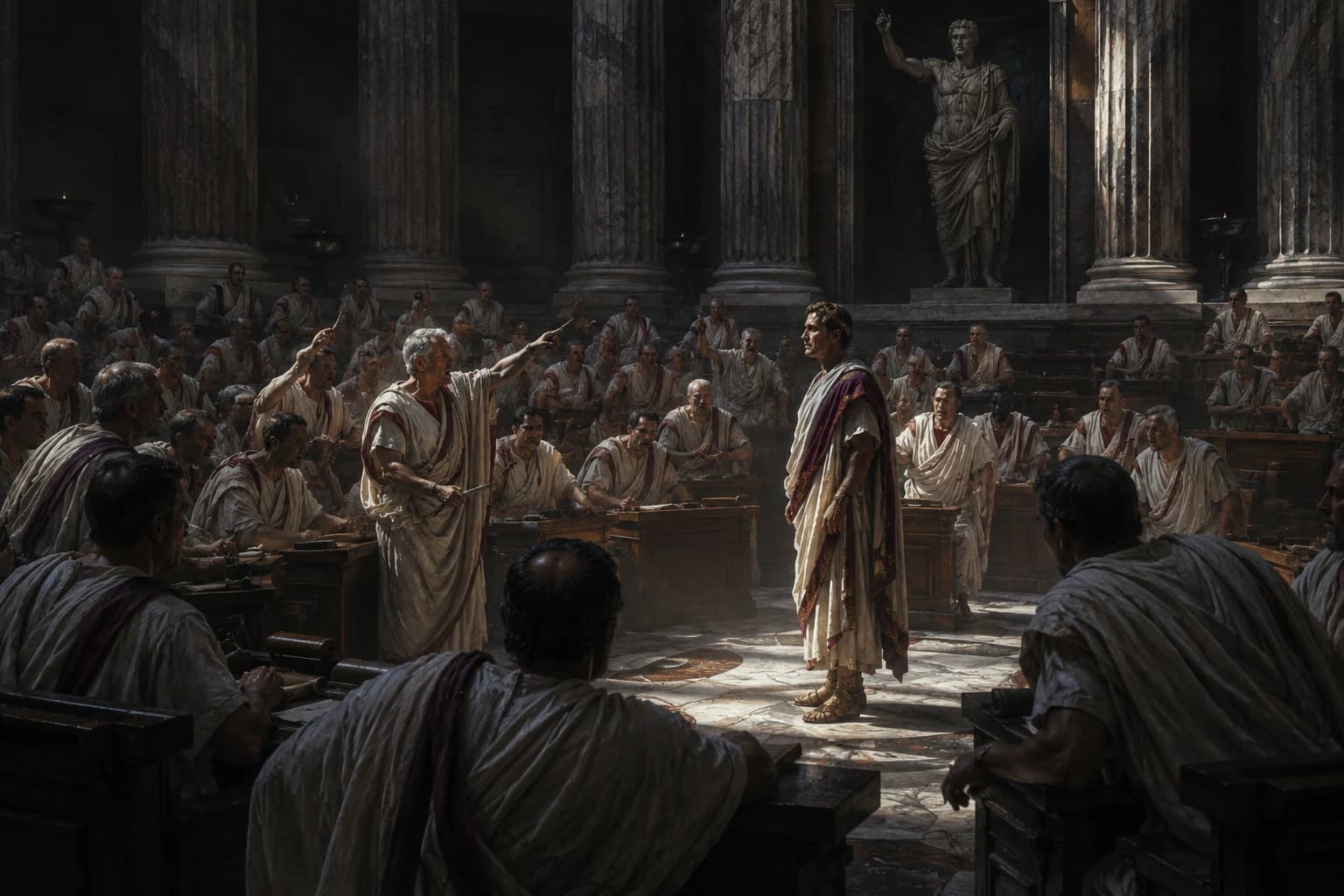The Roman Republic with senators, citizens, soldiers and the growing city of Rome.