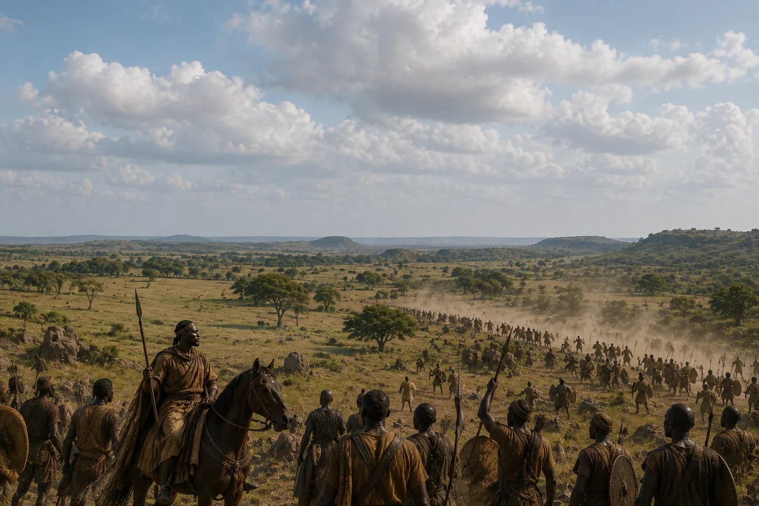 Sundiata Keita watches warriors advance across the battlefield at Kirina.