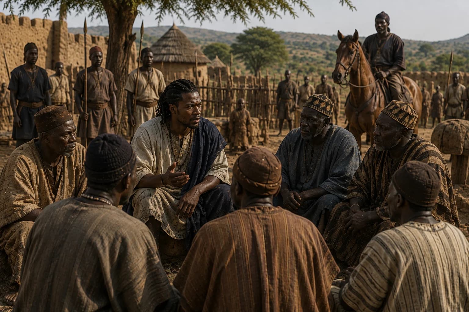Sundiata Keita speaks with Mande elders and allies during Mali's rise.