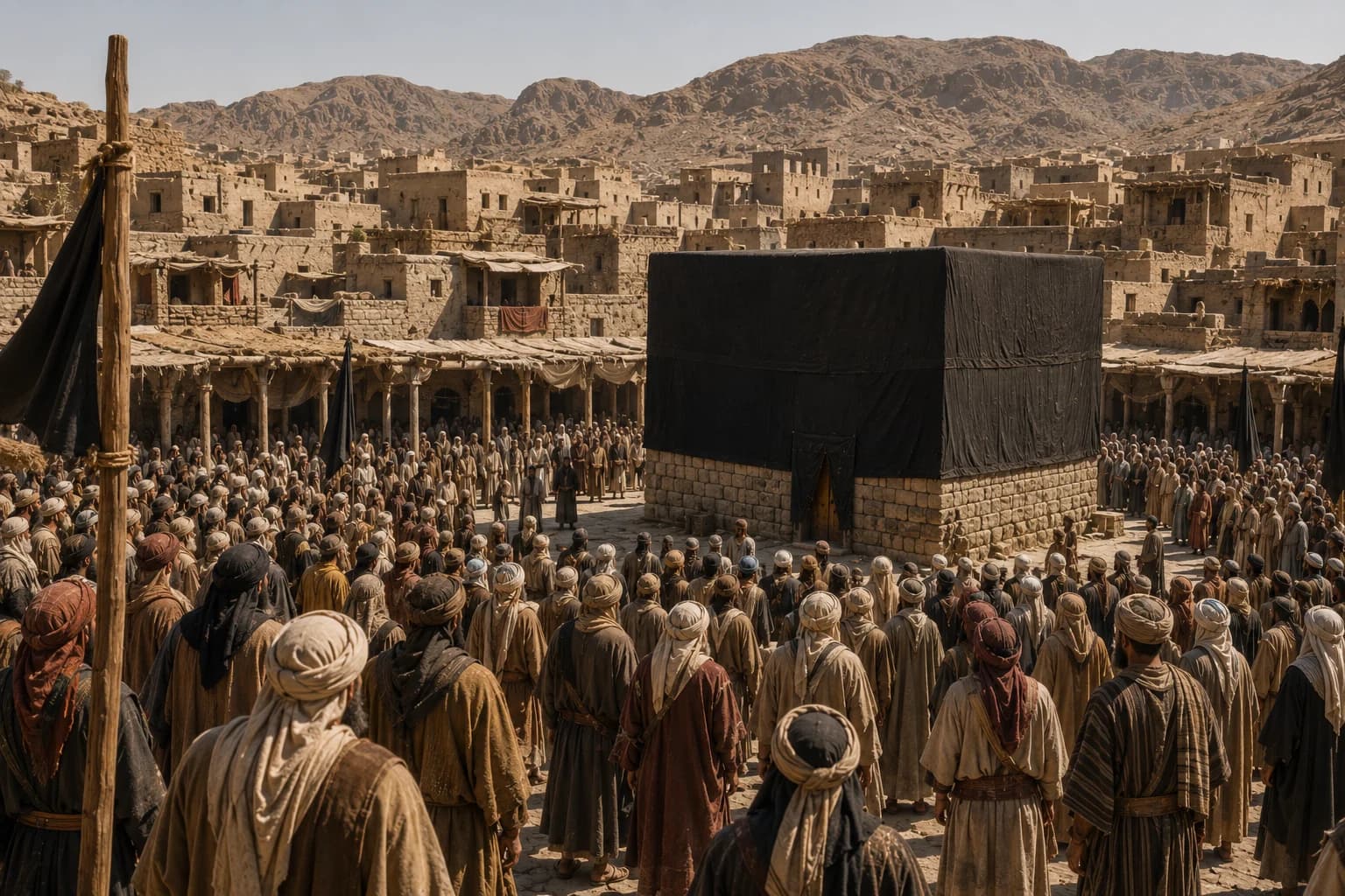 A large crowd gathered around the Kaaba during the unification of Arabia.